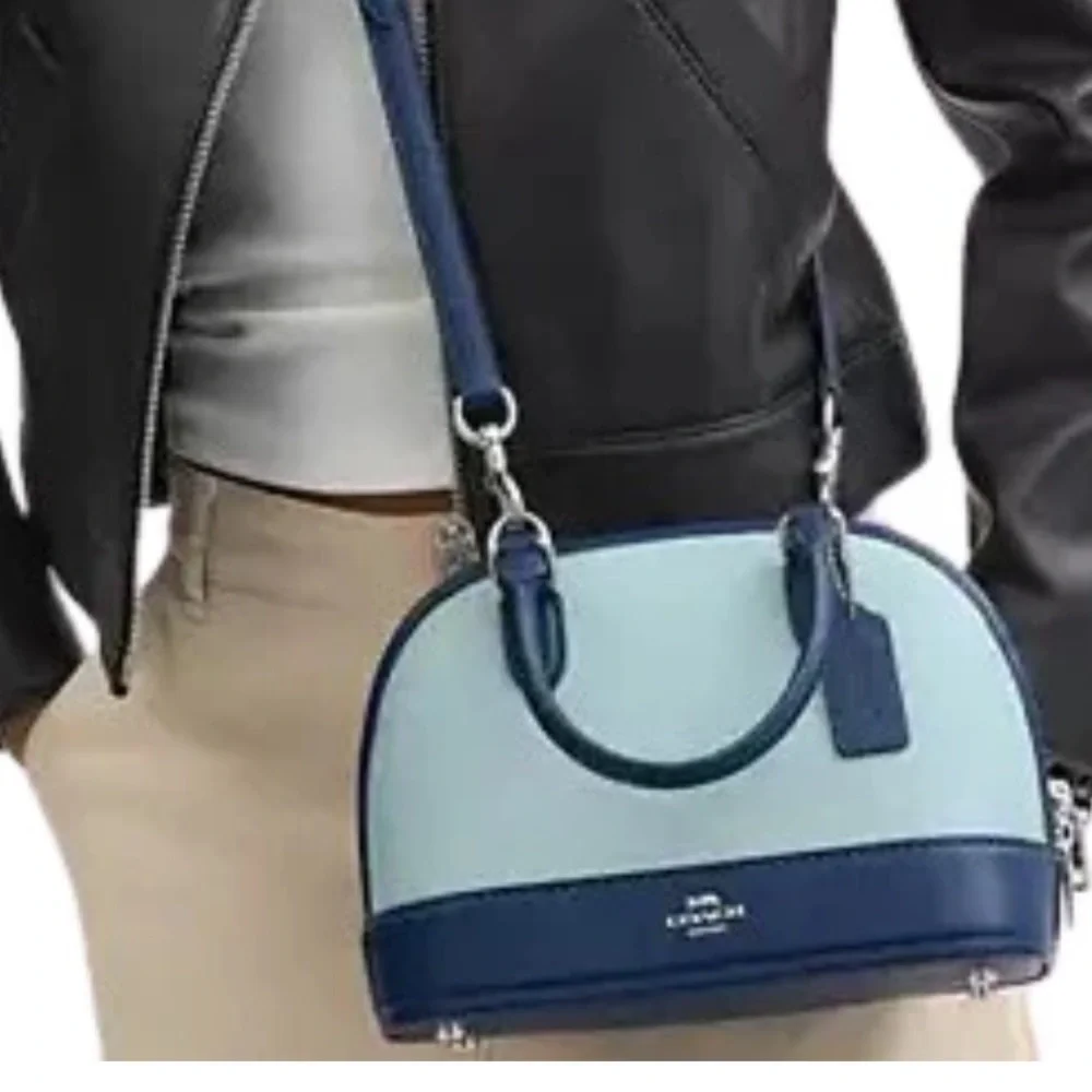 Coach Two-Tone Light Blue and Navy Dome Satchel